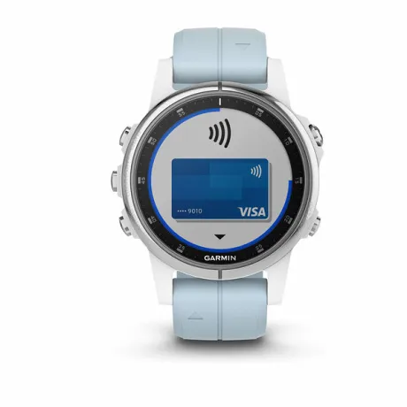 GPS-часы Garmin FENIX 5S PLUS белые с голубым ремешком - Фото 4