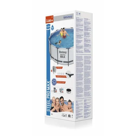 Бассейн каркасный BestWay Steel Pro Max, 366х122см, насос, летстница, тент, 56420 - Фото 5