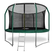 Батут премиум с внутренней сеткой и лестницей ARLAND 12FT (Dark Green)