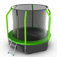 Спортивный батут EVO JUMP Cosmo 8ft (Green) с внутренней сеткой и лестницей + нижняя сеть
