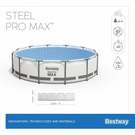 Каркасный бассейн BestWay Steel Pro Max 366*100см, насос-фильтр, лестница, 56418 - Фото 5