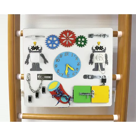 Шведская стенка Kampfer Helena Wall Busyboard ореховый, бизиборд белый - Фото 3